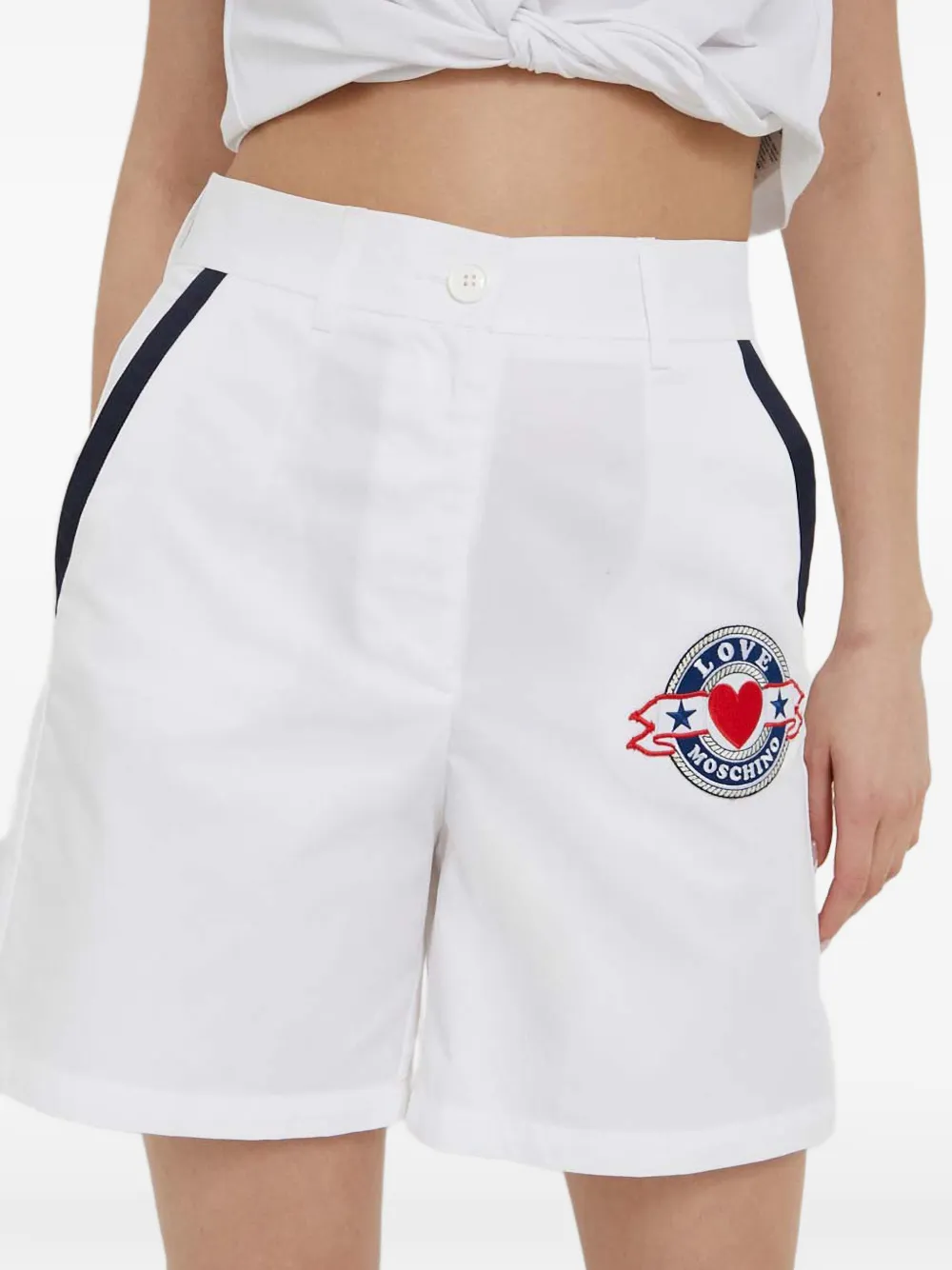 Love Moschino Shorts met geborduurd logo Wit