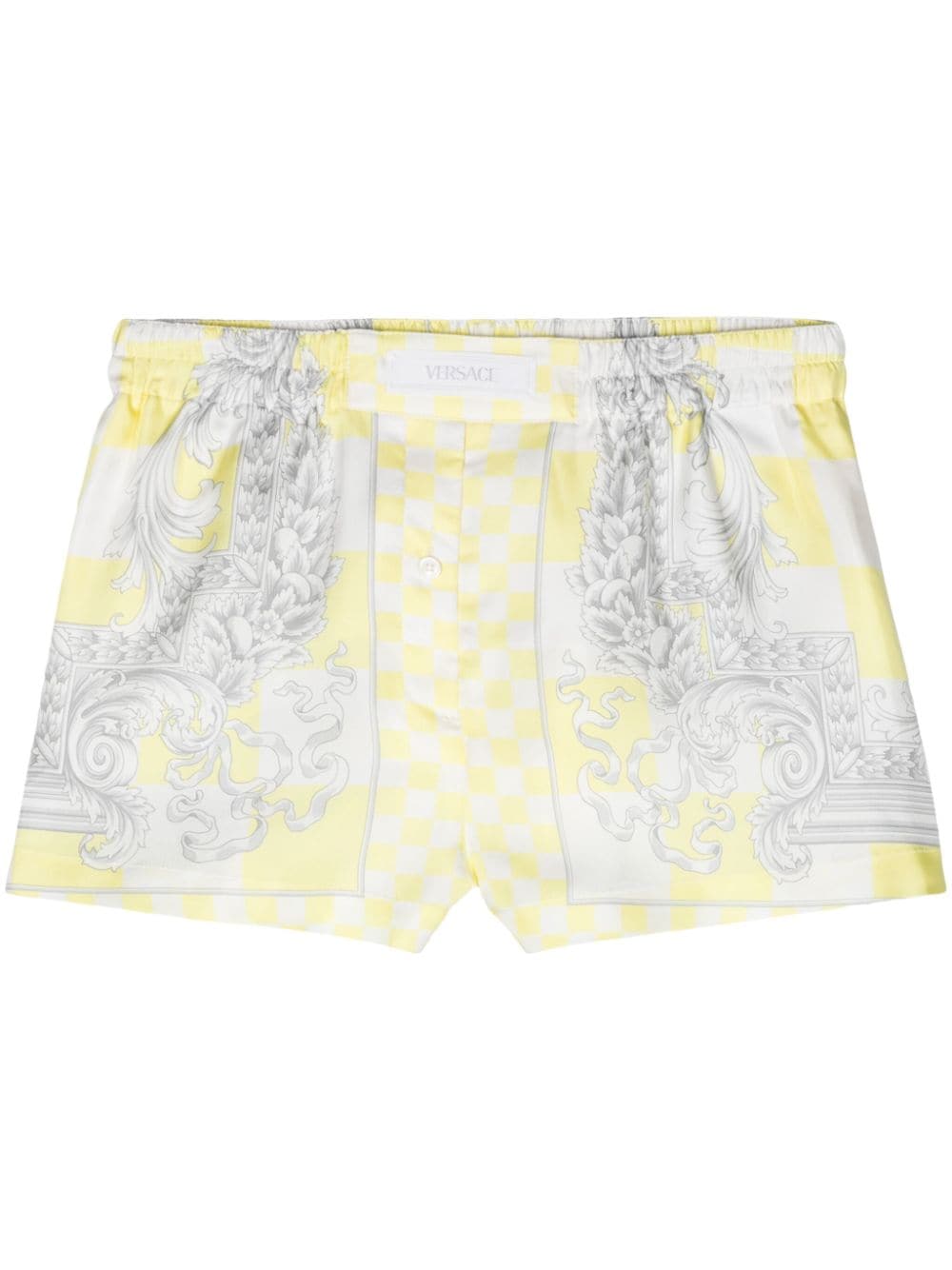 Barocco-print silk shorts