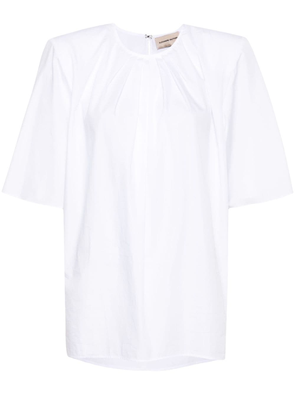 Alexandre Vauthier pleated shoulder-pads blouse - Bianco