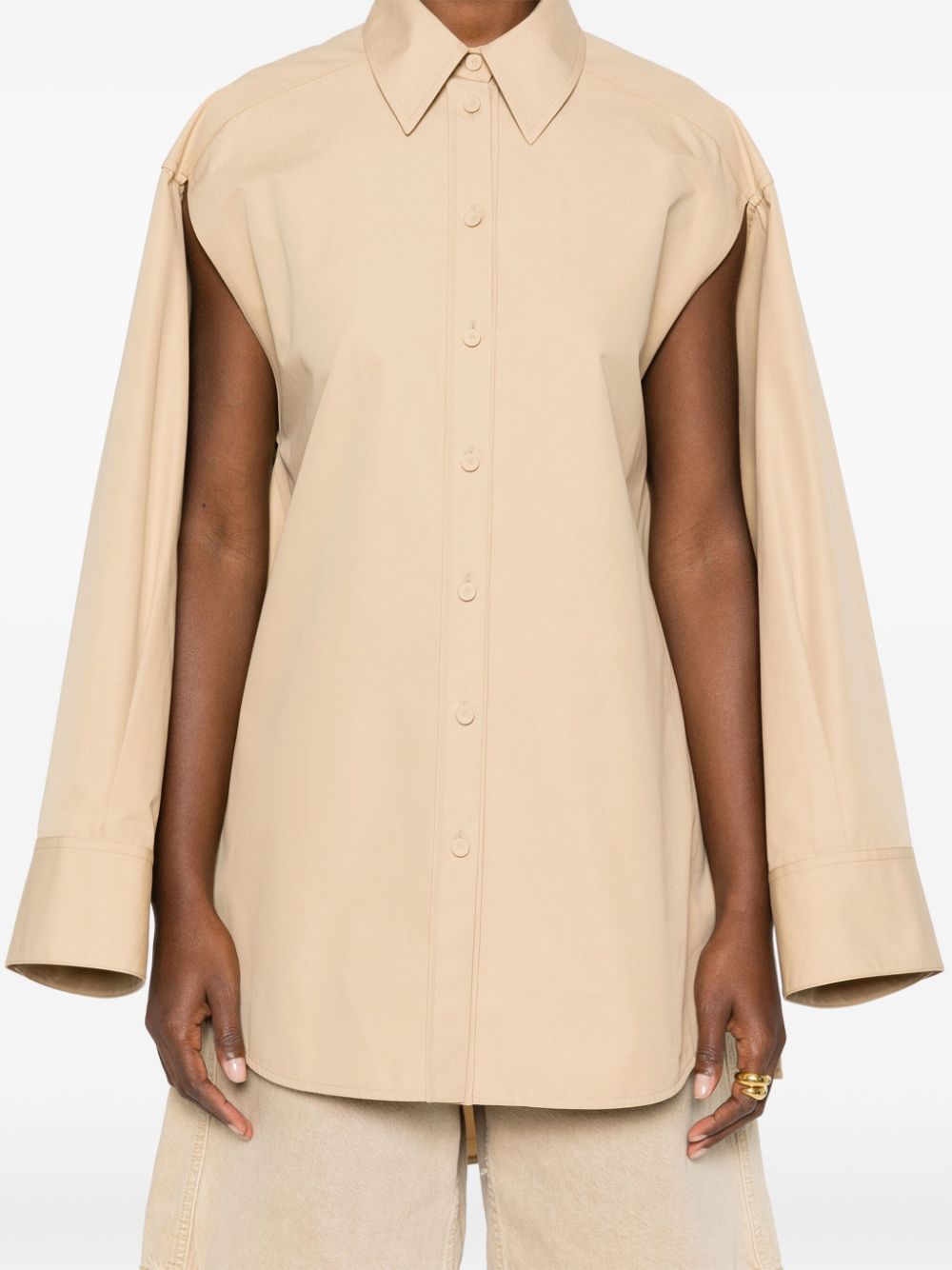Shop Jil Sander Cut Out-detail Cotton Shirt In Neutrals