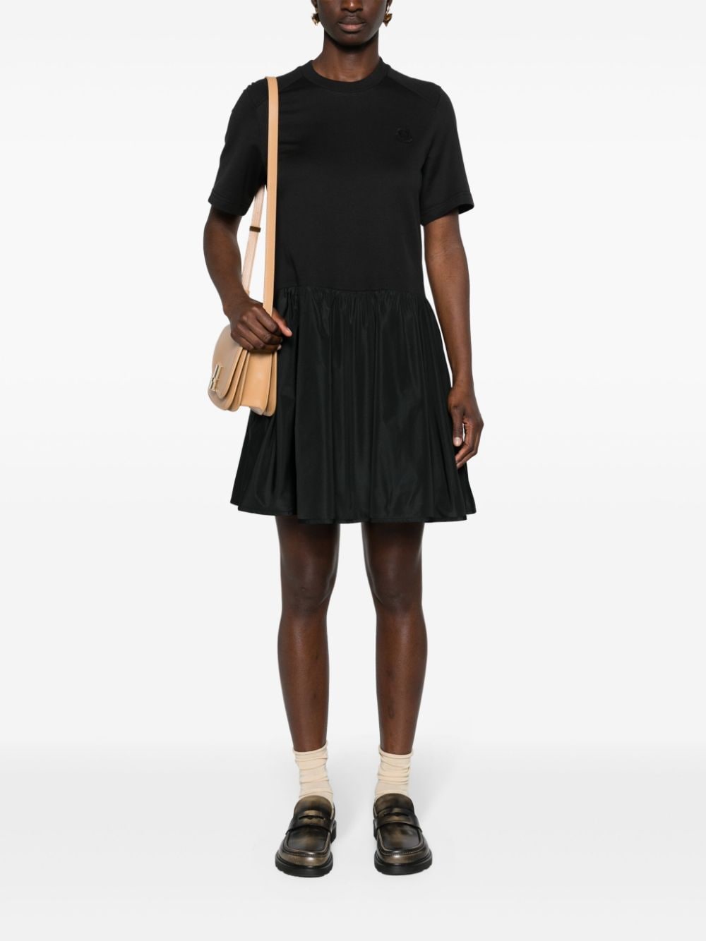 Shop Moncler Flared T-shirt Dress In Black