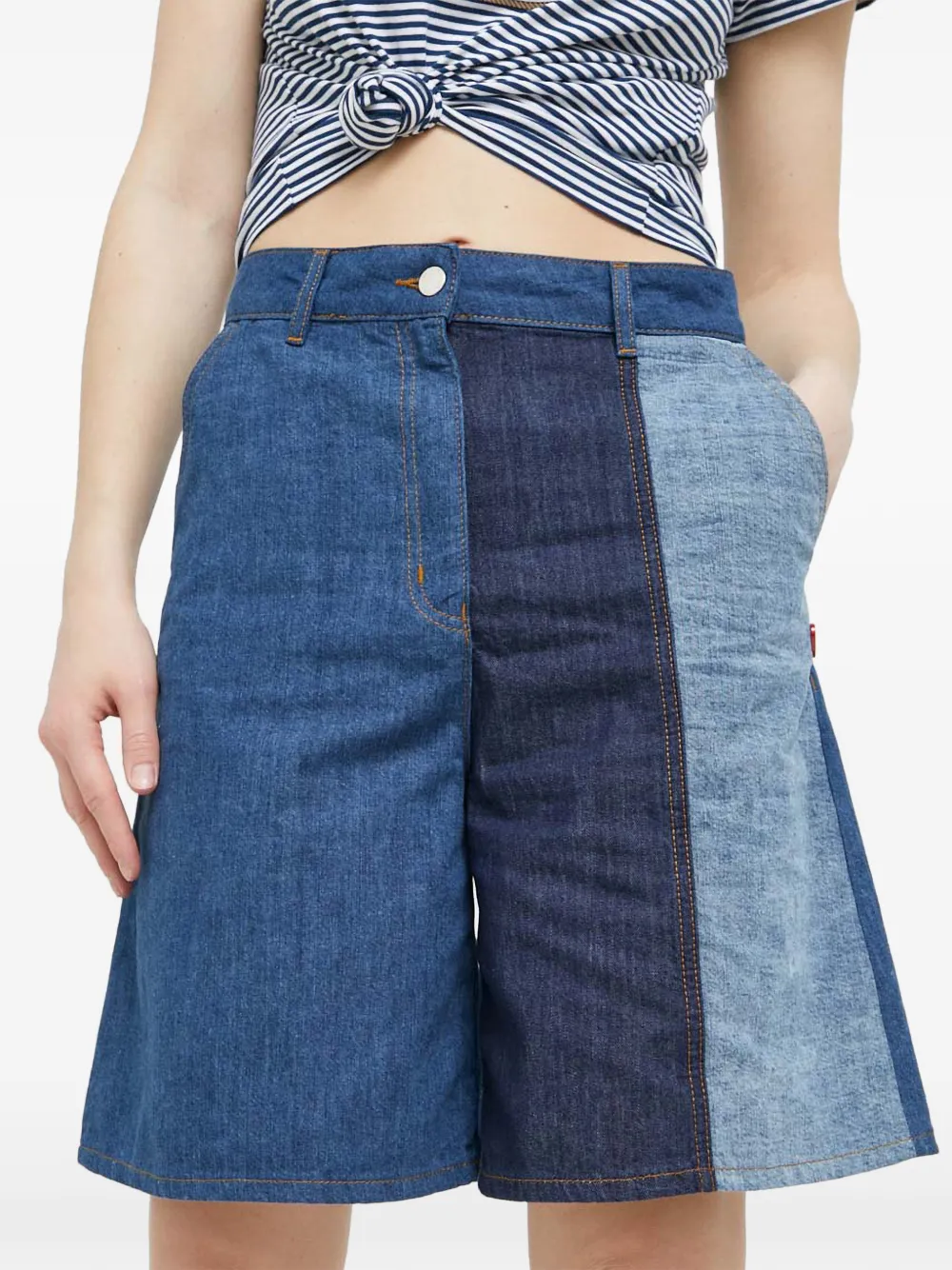 Love Moschino patchwor-design shorts - Blu