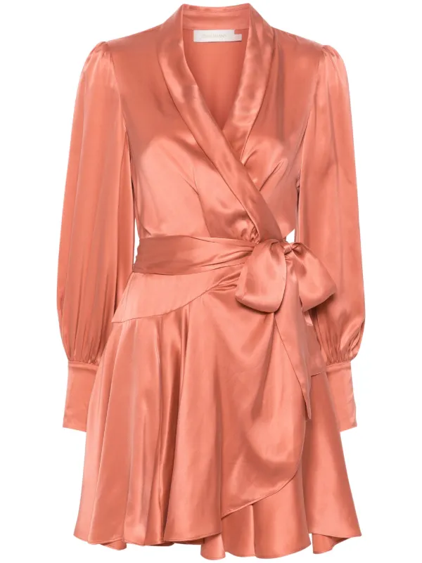 zimmermann silk mini wrap dress