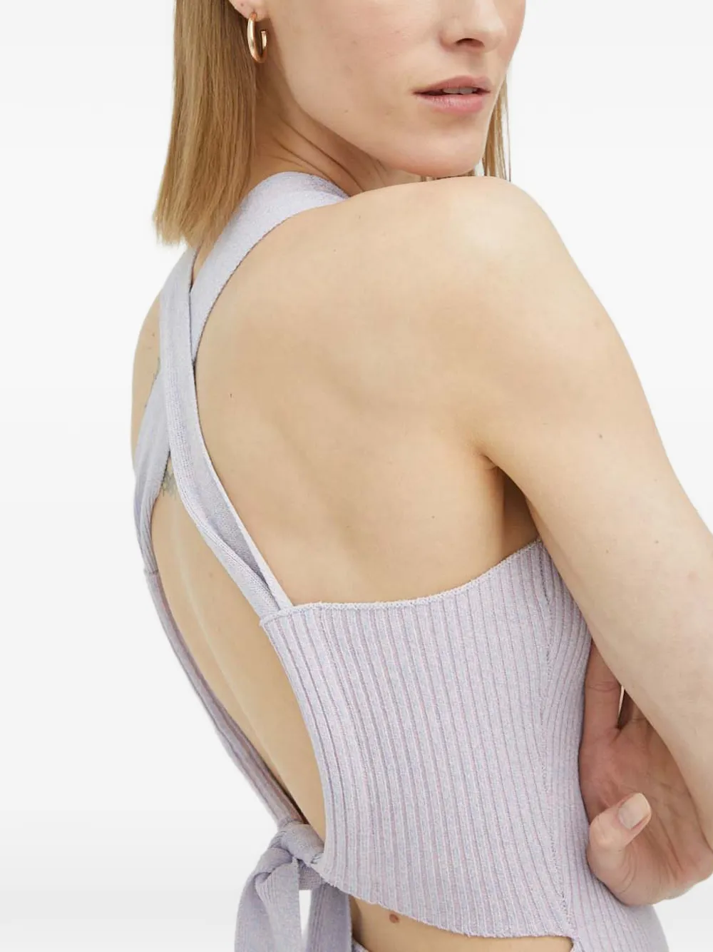 REMAIN Geribbelde mini-jurk met gekruist detail Paars