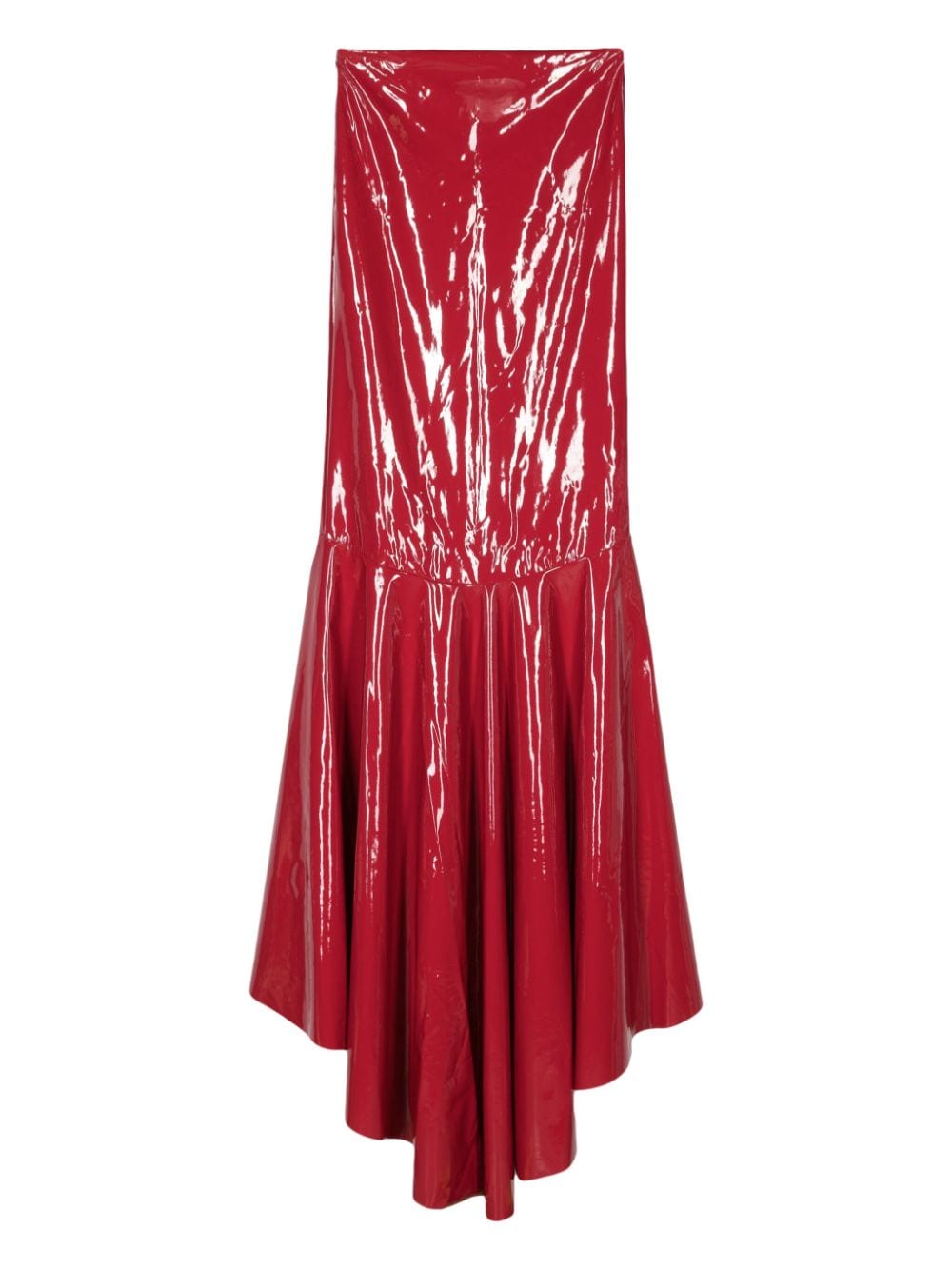 Shop Atu Body Couture Patent-finish Mermaid Maxi Skirt In Red