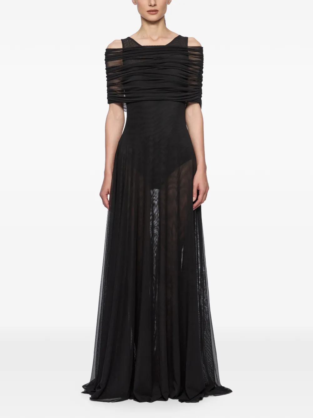 Atu Body Couture Mesh maxi-jurk met ronde hals Zwart