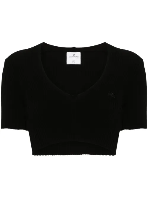T-shirt crop en maille nervurée - Courrèges - Modalova