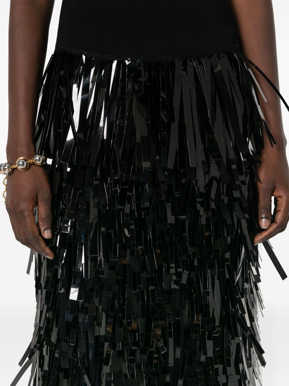 Shop Jil Sander Fringed-skirt Sleeveless Maxi Dress In 黑色