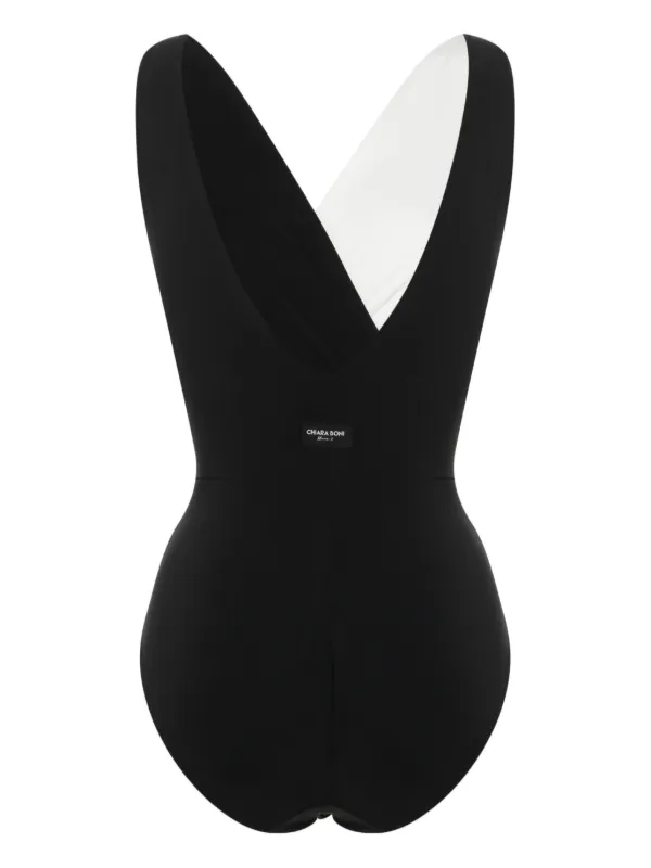 CHIARA BONI La Petite Robe two tone Swimsuit Black FARFETCH AO