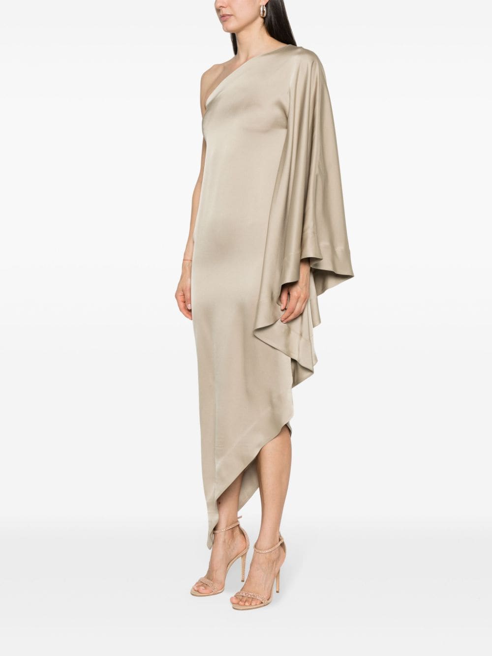Shop Alexandre Vauthier Strapless Asymmetric Maxi Dress In Neutrals