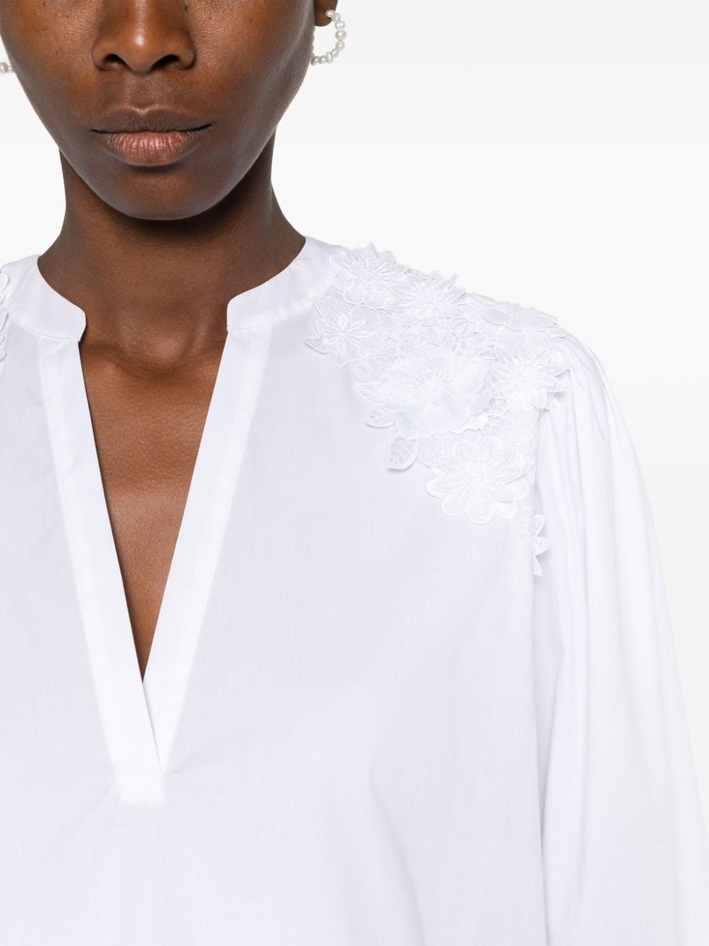 TWINSET Popeline blouse met bloemkant Wit
