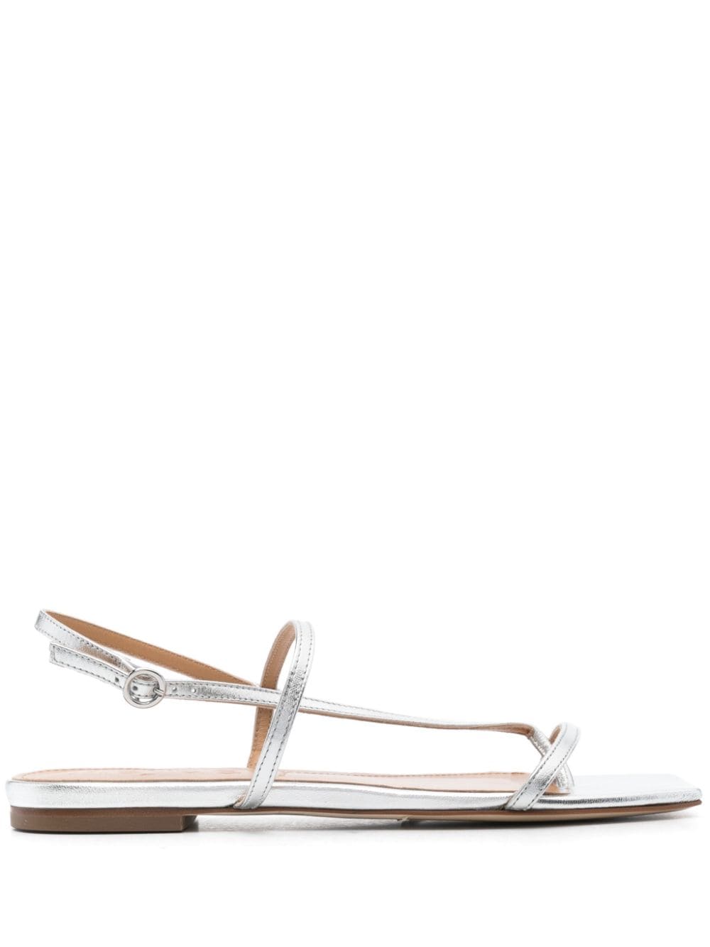 Shop Aeyde Ella Leather Sandals In Silver