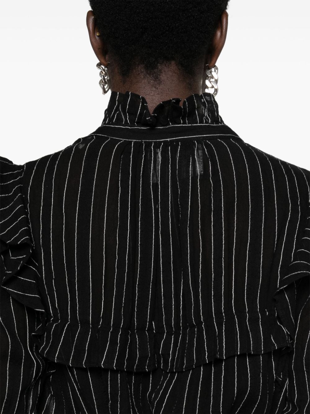 Shop Marant Etoile Idety Pinstriped Cotton Shirt In Black