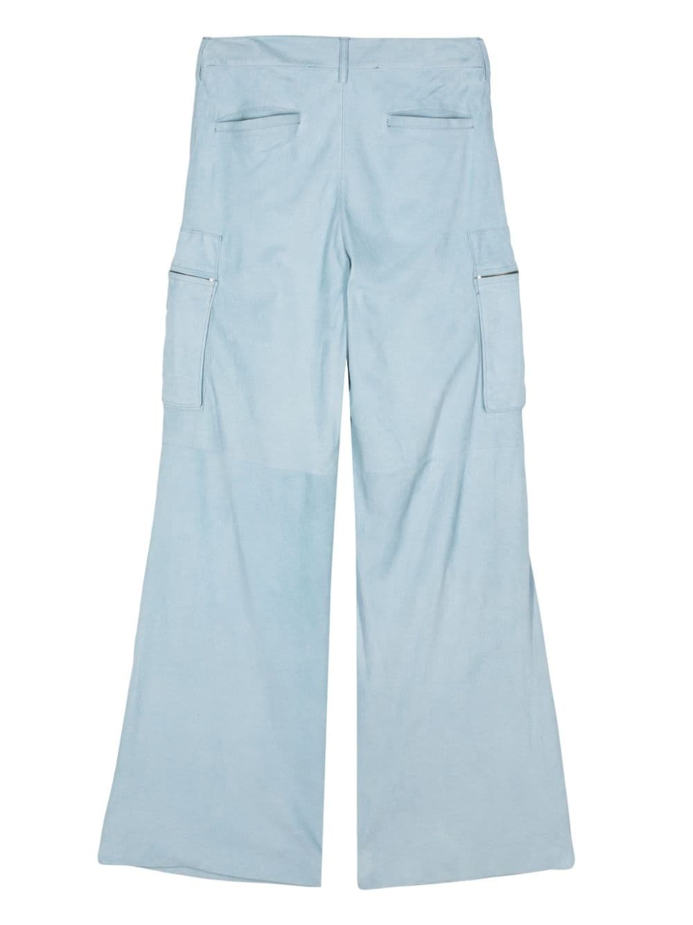Shop Salvatore Santoro Straight-leg Suede Cargo Trousers In Blue