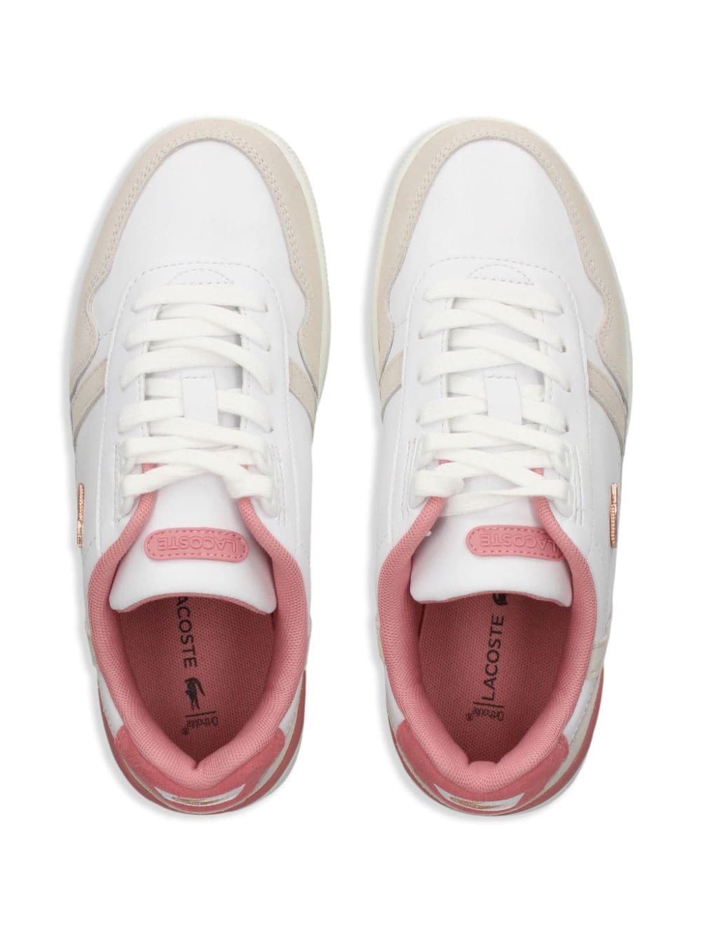 Shop Lacoste T-clip Leather Sneakers In White