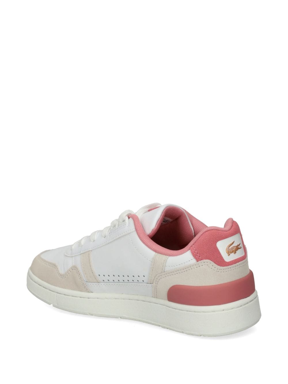 Shop Lacoste T-clip Leather Sneakers In White