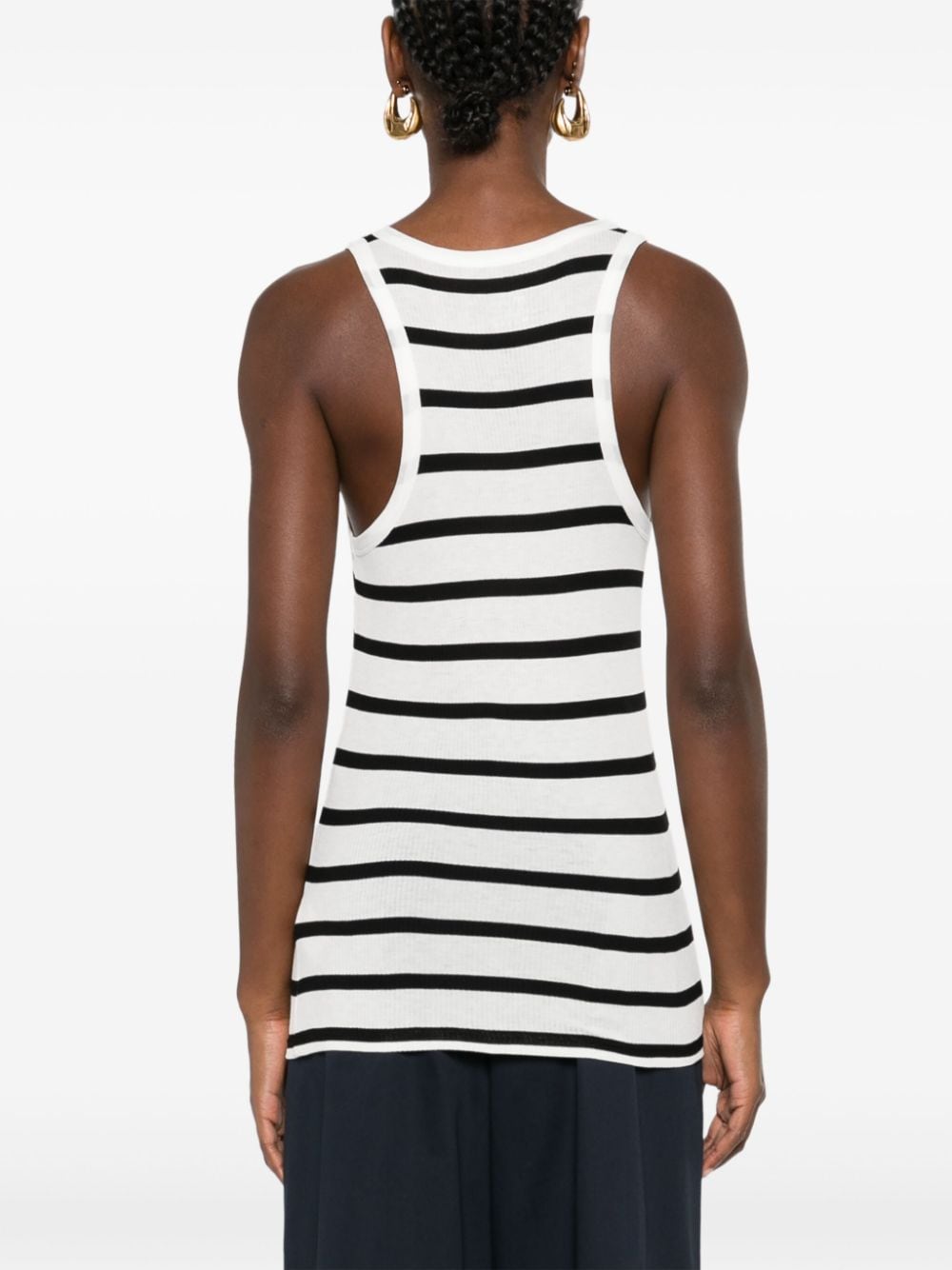 Shop Majestic Striped Jersey Tank Top In Black