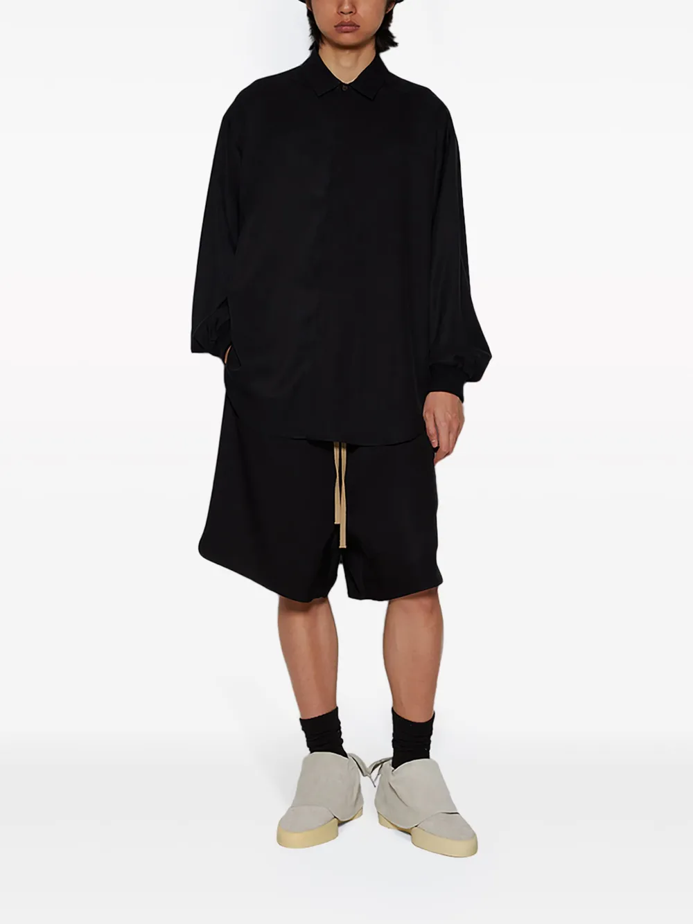 Fear Of God Layered Drop-shoulder Shirt In Black