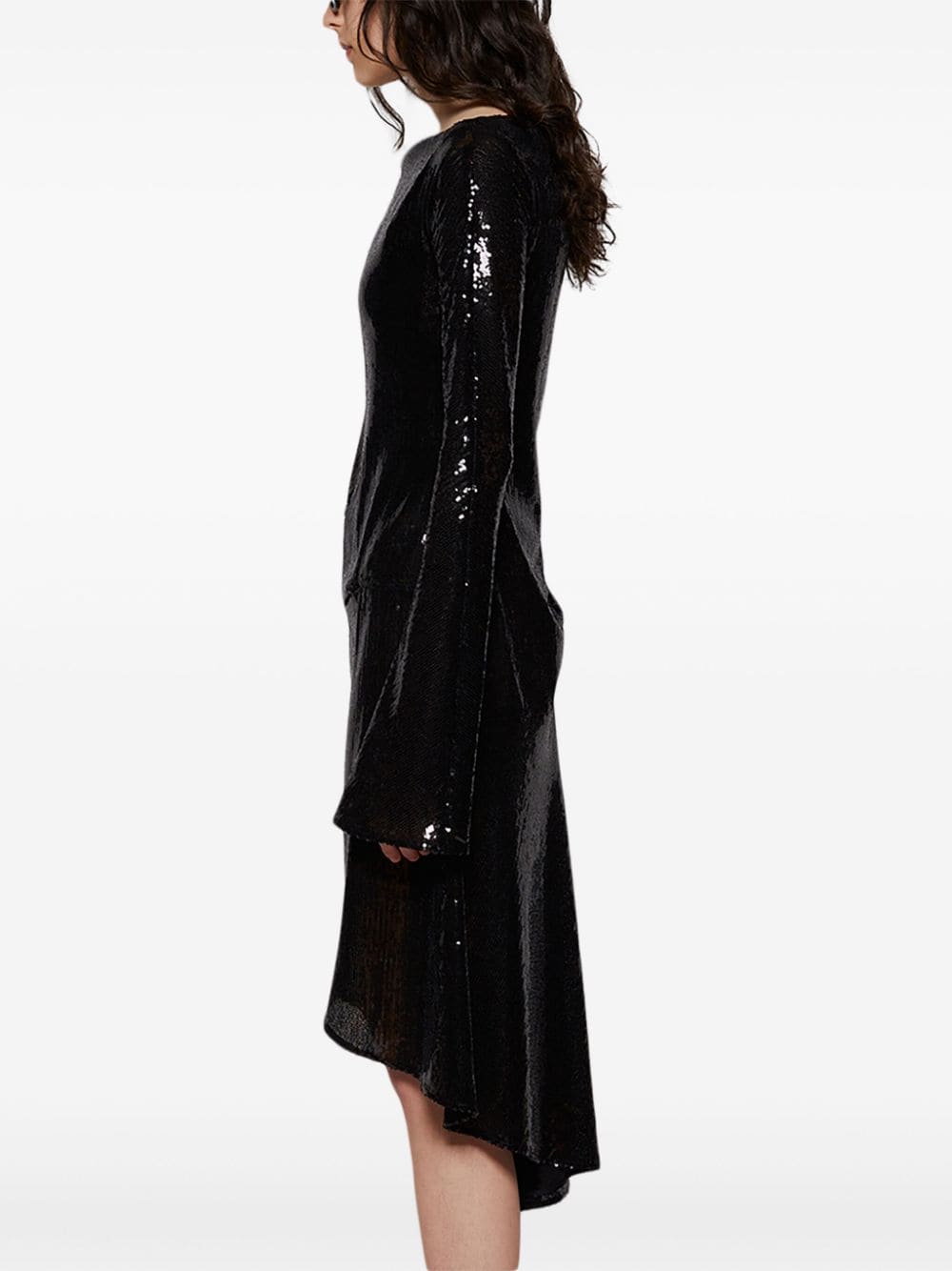 Shop Courrèges Ellipse Glittered Dress In Black