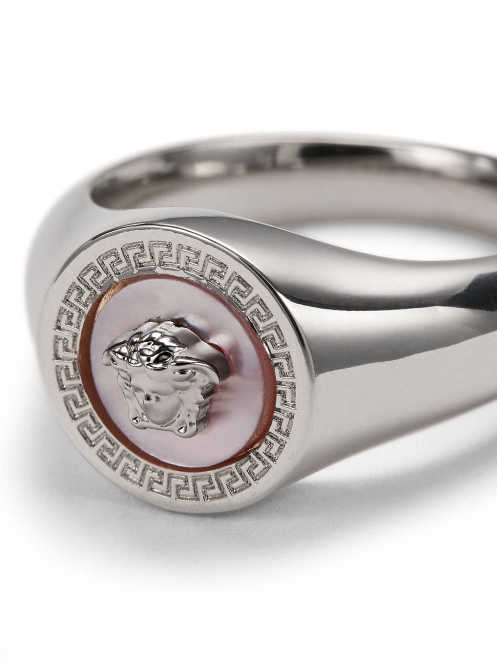 Shop Versace Medusa Greca-detail Ring In Silver