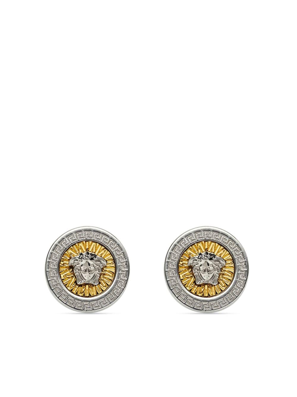 Shop Versace Icon Crystal-embellished Stud Earrings In Silver