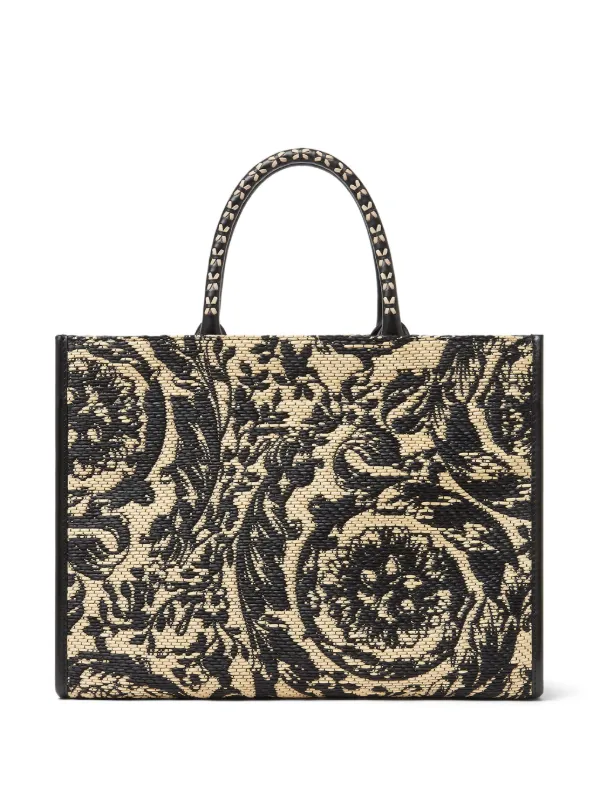 Versace Medium Barocco Athena Raffia Tote Bag Black FARFETCH IE