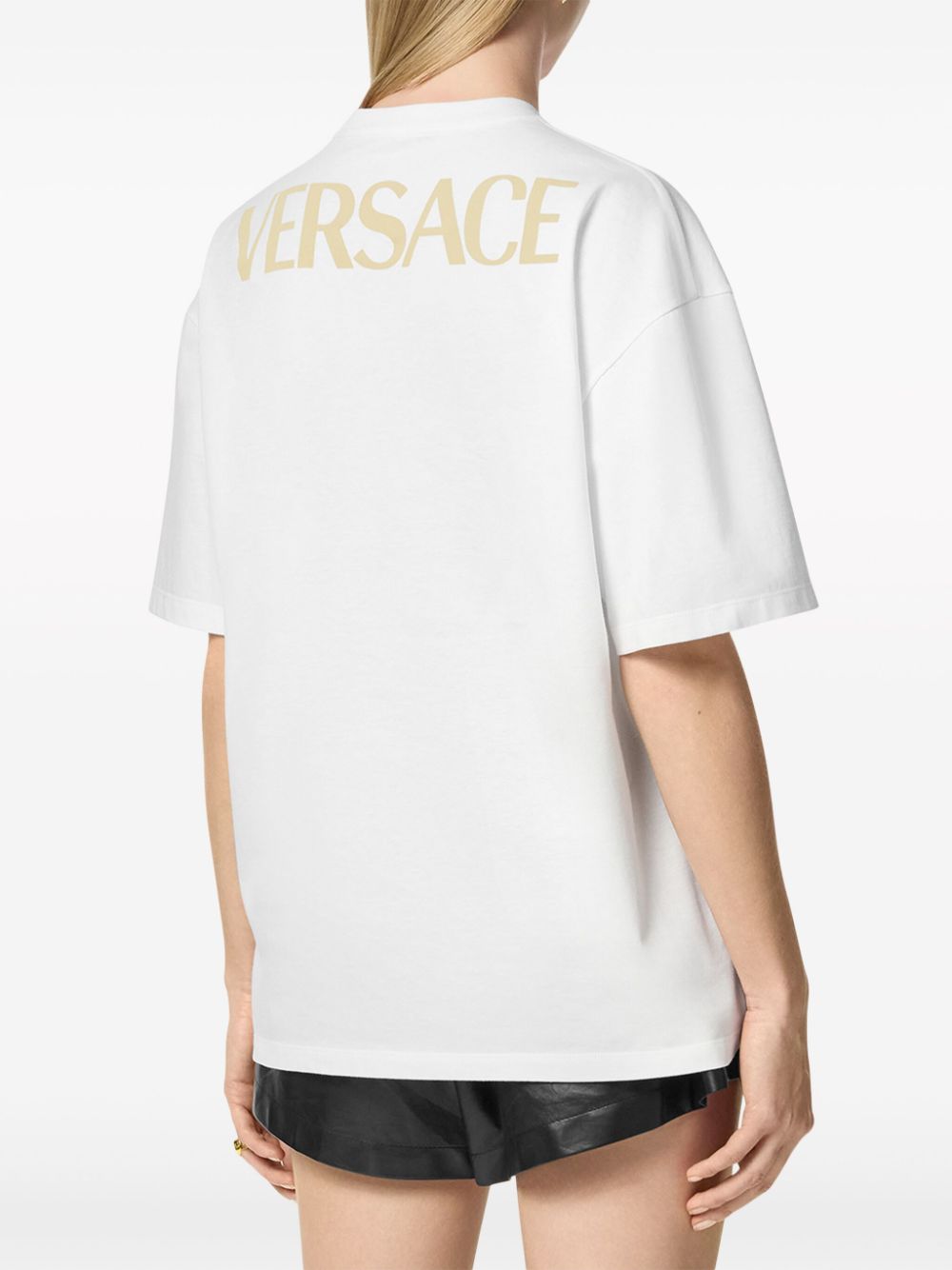 Shop Versace Baroque-print Cotton T-shirt In White