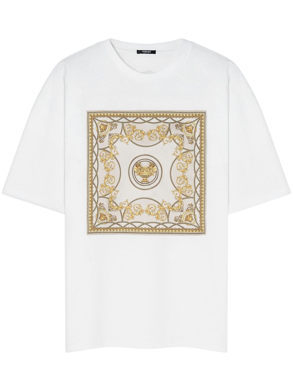 Versace Baroque-print Cotton T-shirt In White