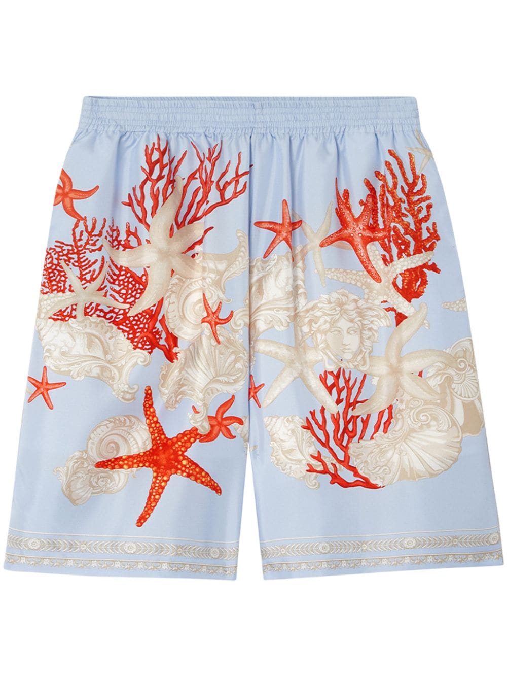 Versace Barocco Sea-print silk shorts Blauw