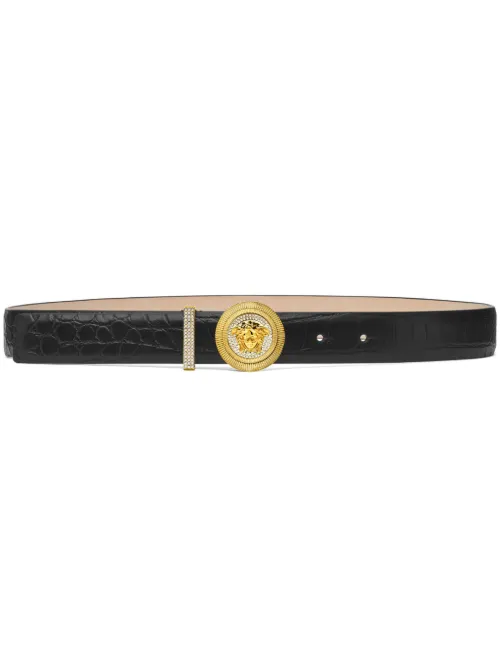 Ceinture Medusa Biggie à effet peau de crocodile - Versace - Modalova