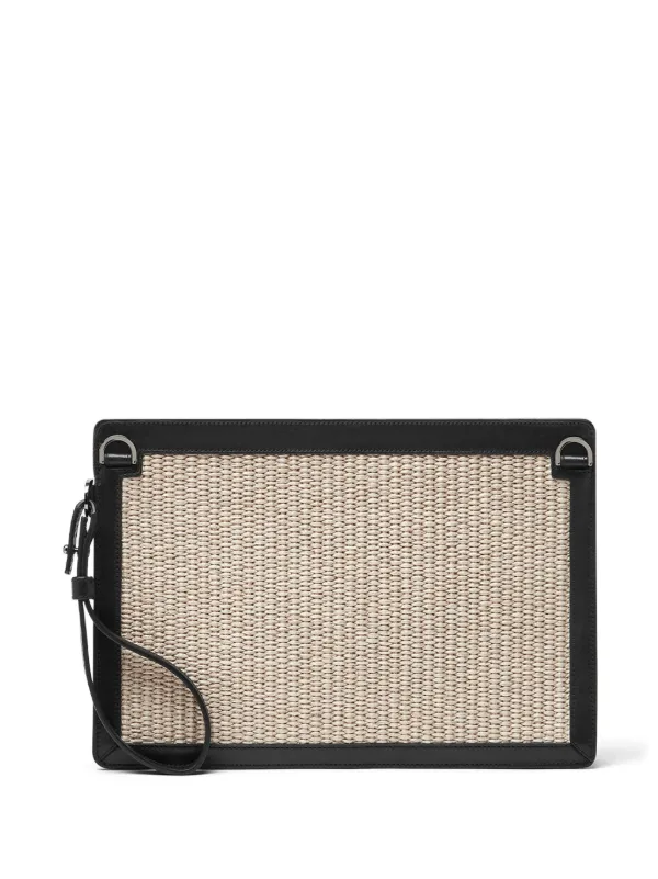 Versace Milano Raffia Clutch Bag | Neutrals | FARFETCH JO