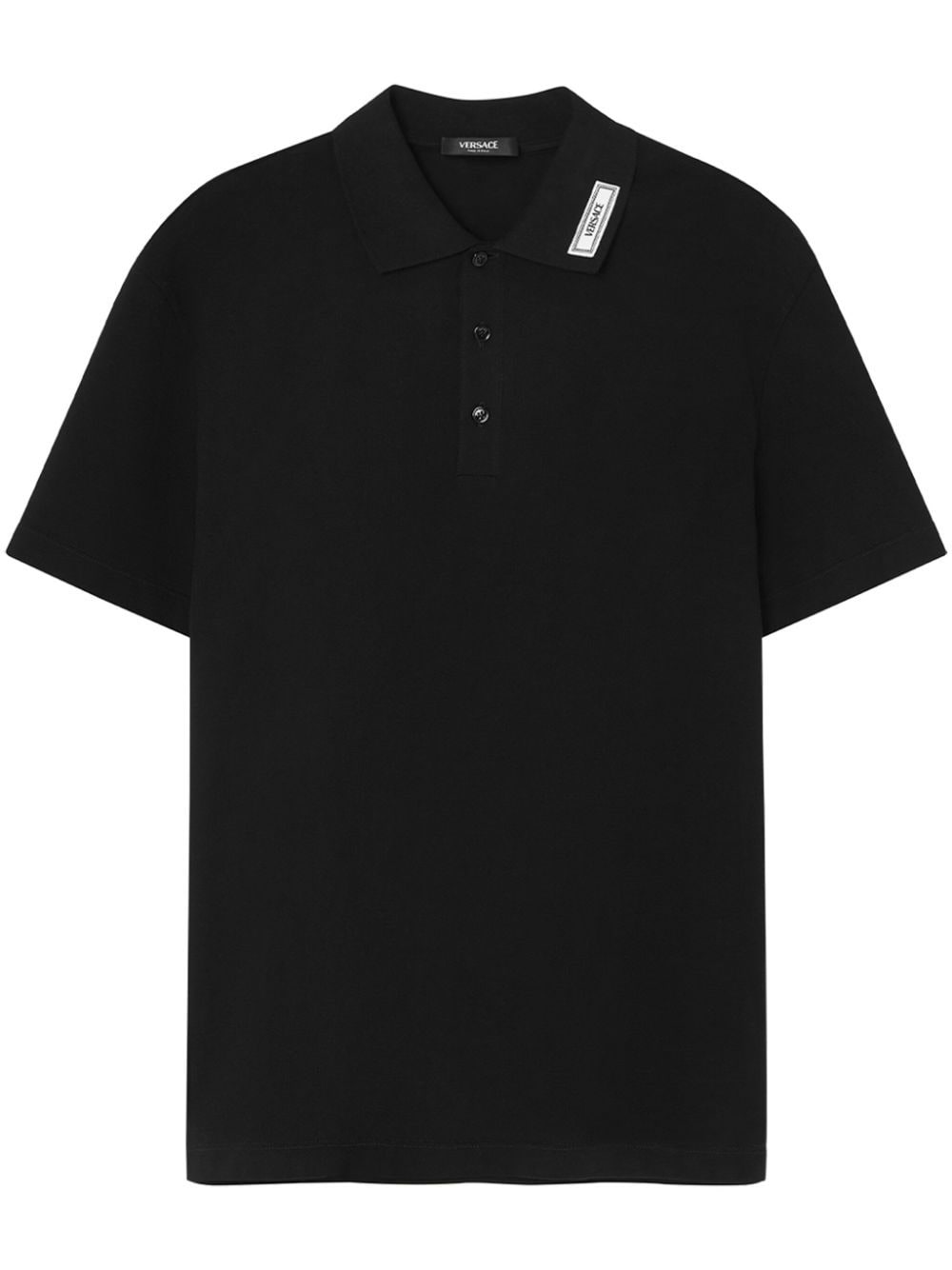 Shop Versace 90s Logo Polo Shirt In Black