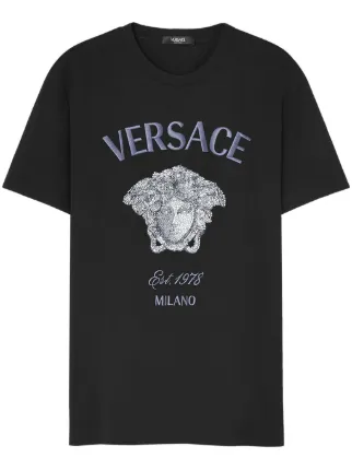 Versace Medusa Milano crystal-embellished T-shirt | Black | FARFETCH