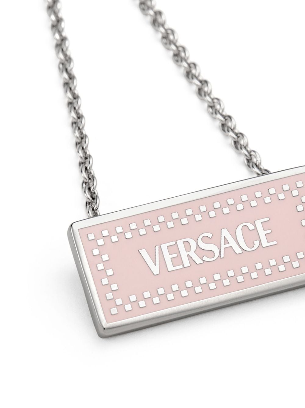 Shop Versace Small 90s Logo Necklace In Silver