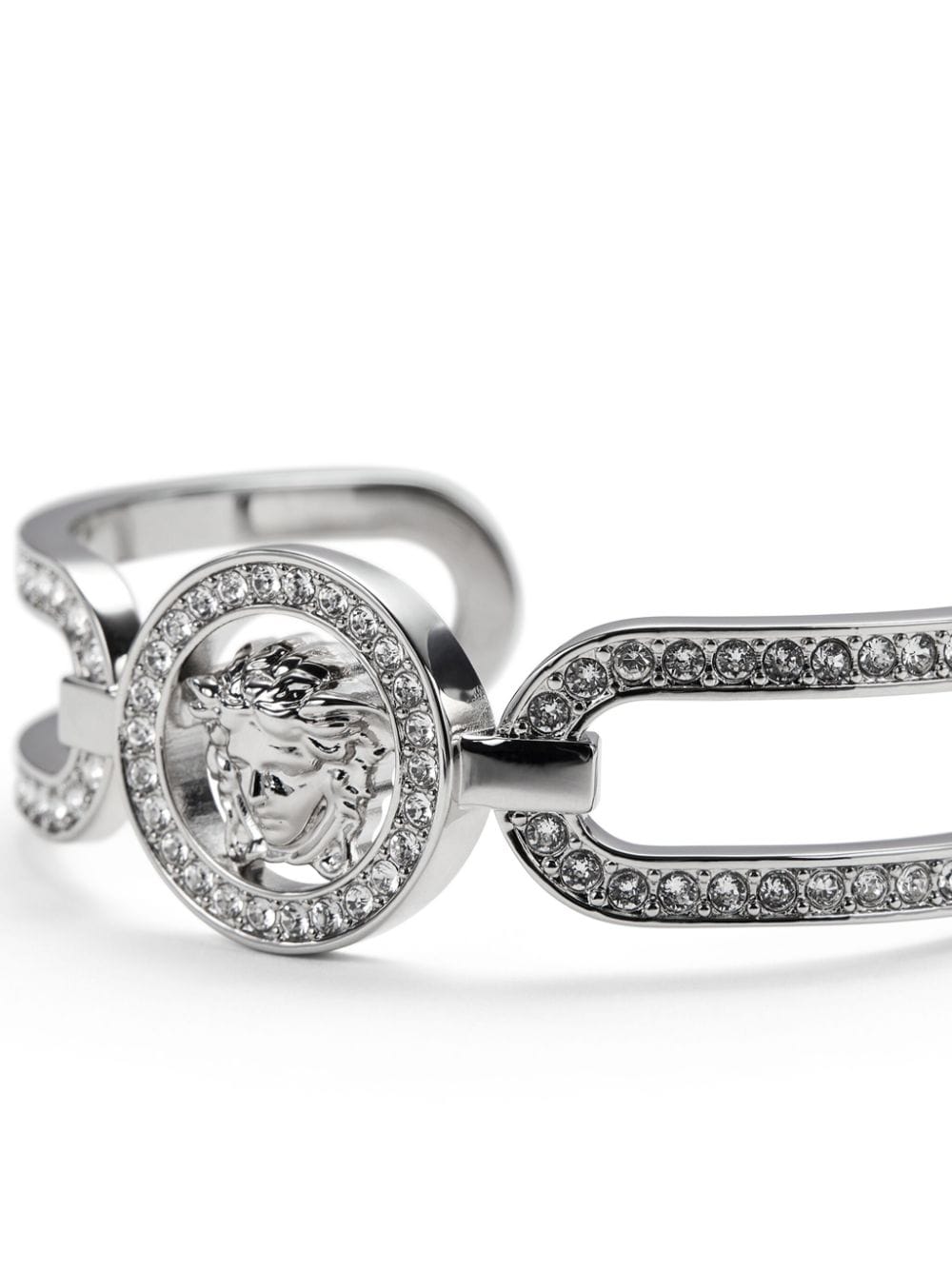 Shop Versace Medusa Head Rhinestone-embellished Bracelet In Silver