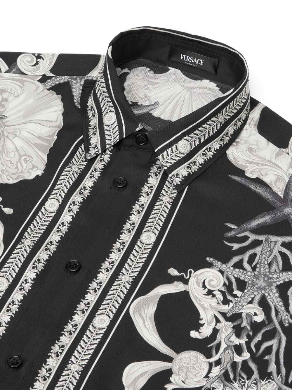 Shop Versace Barocco Sea Silk Shirt In 黑色