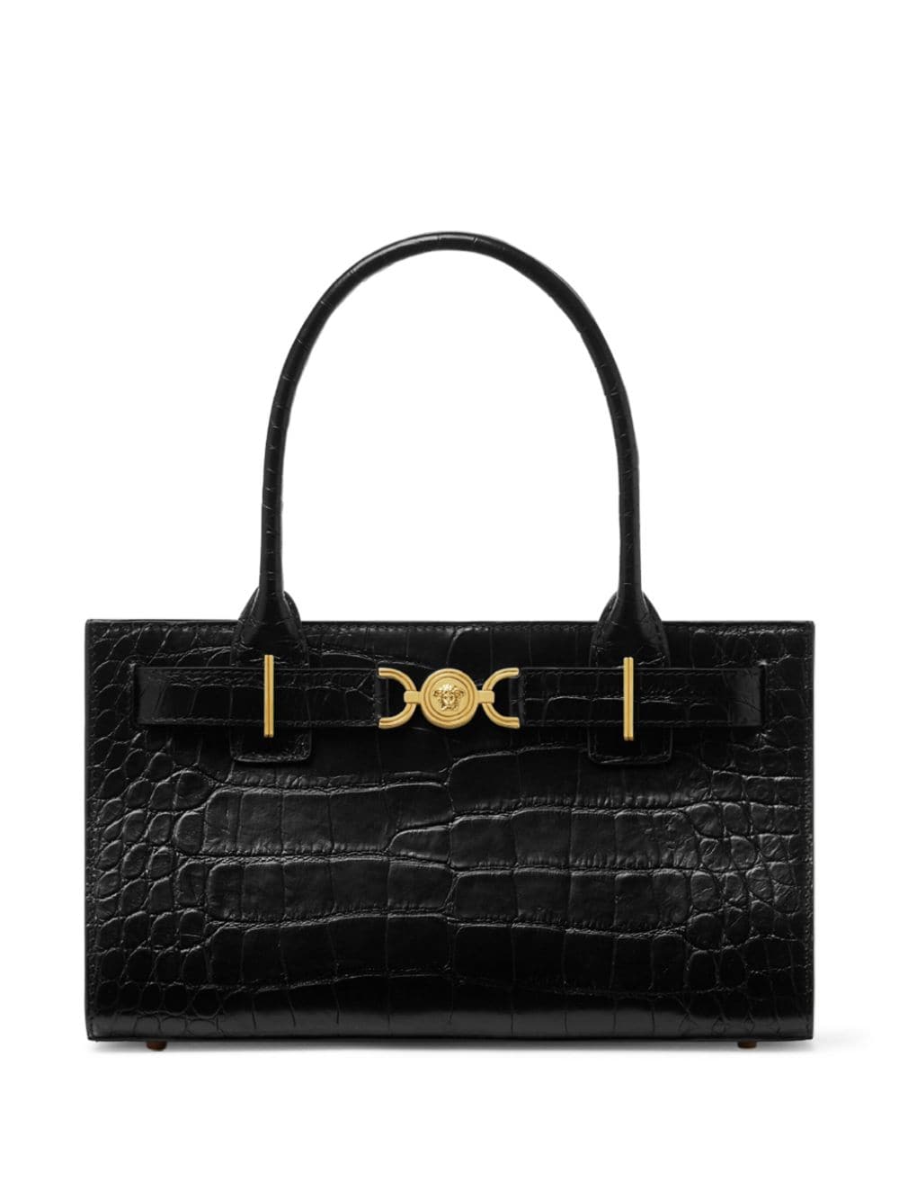 Versace Medusa '95 Crocodile-effect Tote Bag In Black