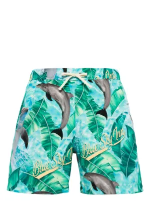 Palm Angels プリント トランクス水着 | ブルー | FARFETCH JP