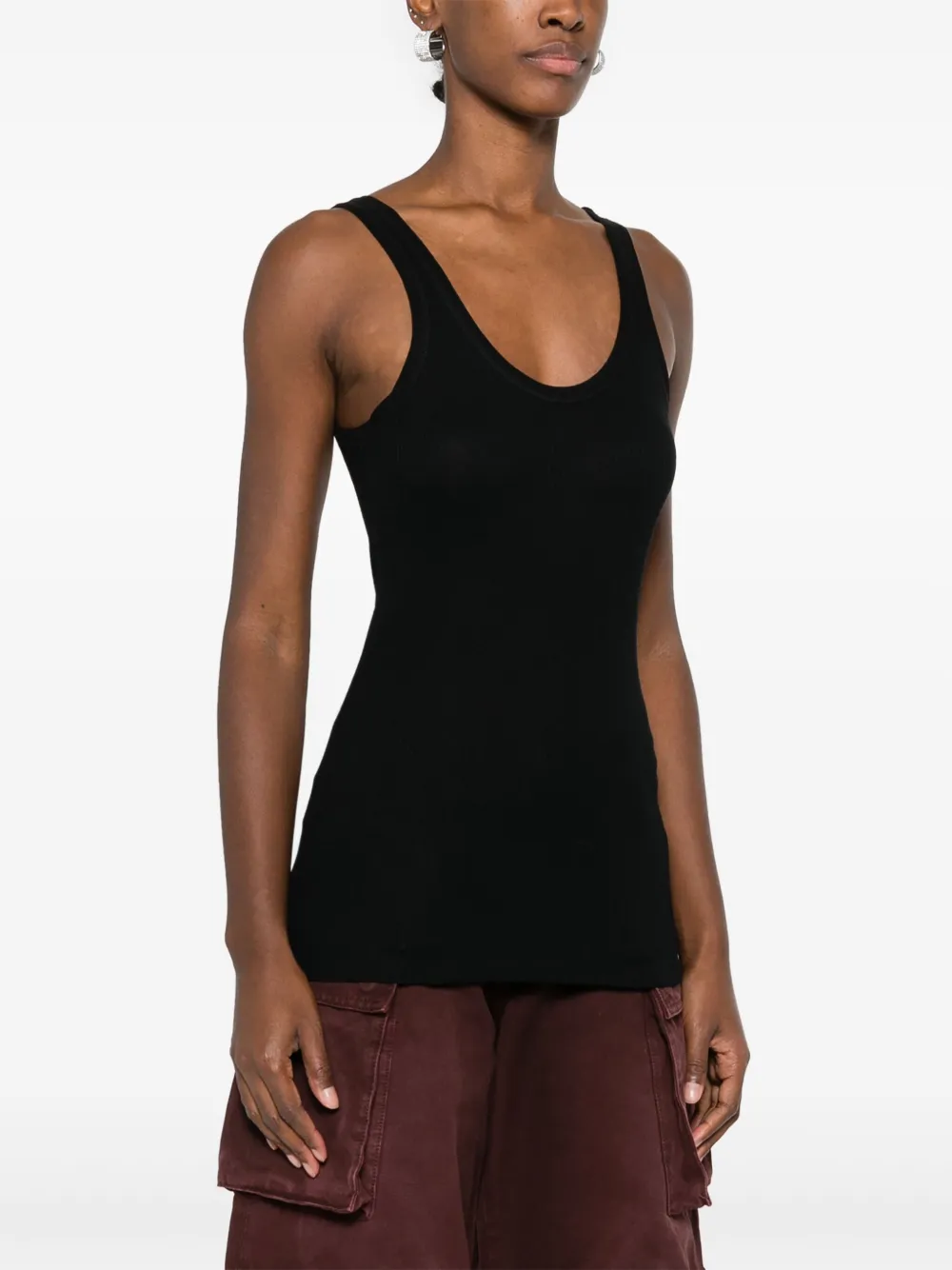 Shop Majestic Ribbed-knit Tank Top In Black