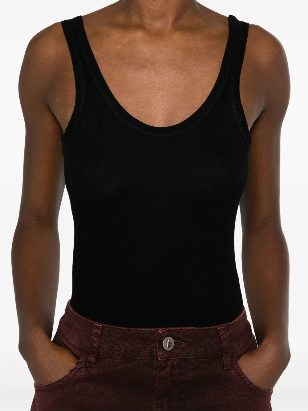 Shop Majestic Ribbed-knit Tank Top In Black