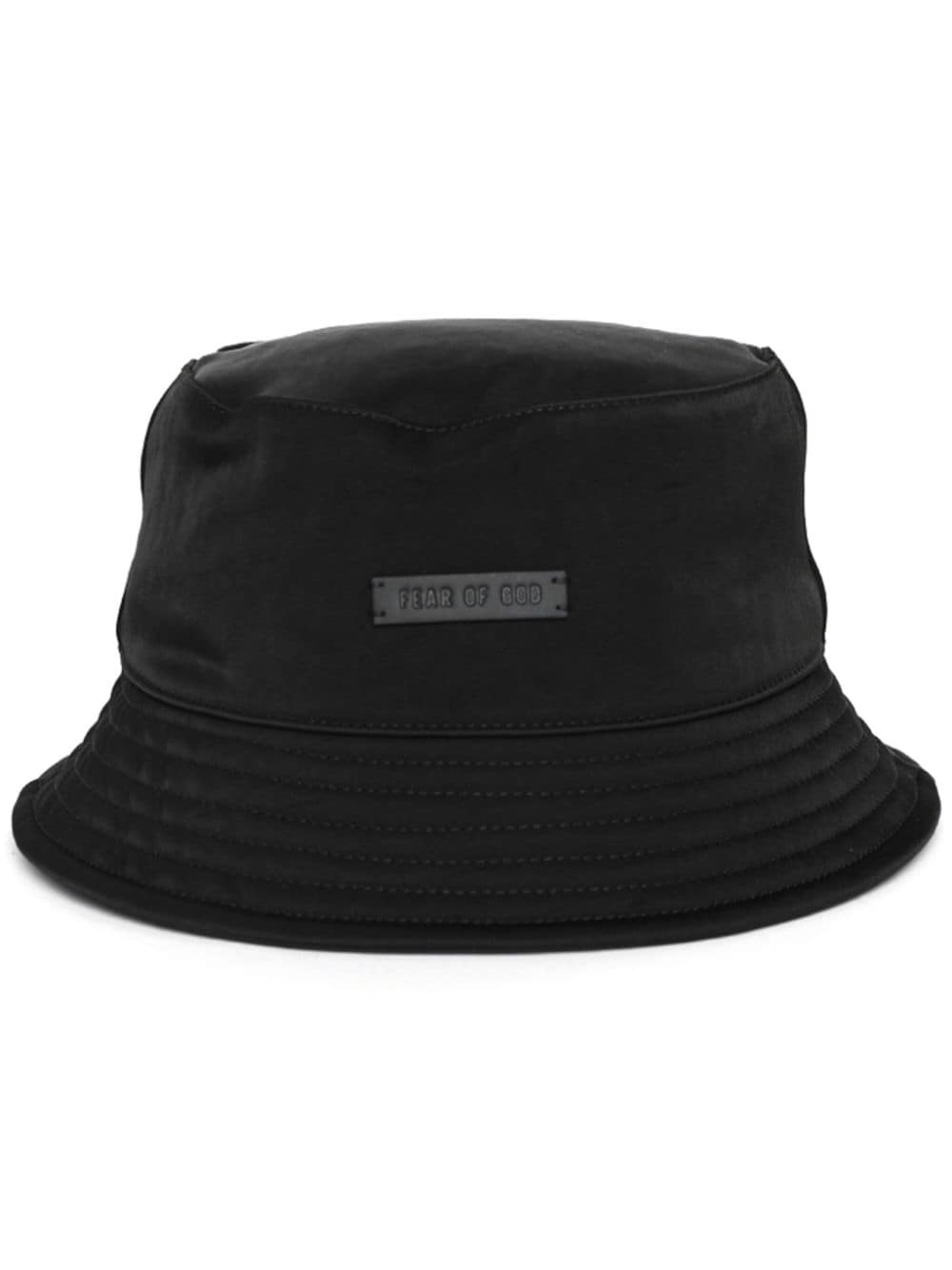 Shop Fear Of God Logo-plaque Tonal-design Bucket Hat In Black