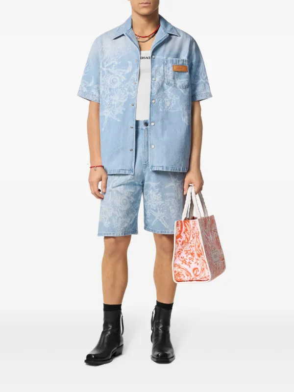 VERSACE バロッコ シー シャツ ブルー Versace バロッコ シー デニムシャツ | ブルー | FARFETCH JP