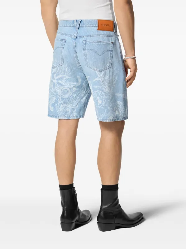 ショーツ VERSACE PRINTED DENIM SHORTS Printed denim shorts in blue - Versace | Mytheresa
