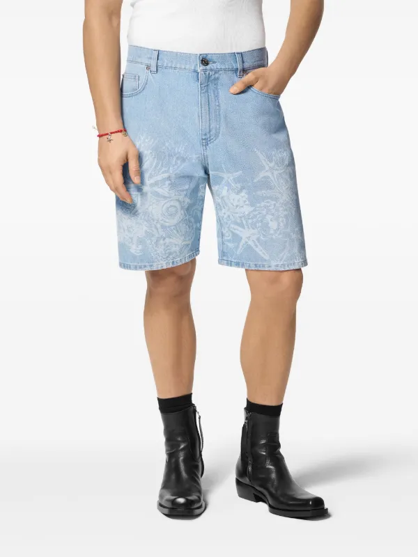ショーツ VERSACE BAROQUE BOYFRIEND DENIM SHORTS Versace Barocco Sea Denim Shorts | Blue | FARFETCH
