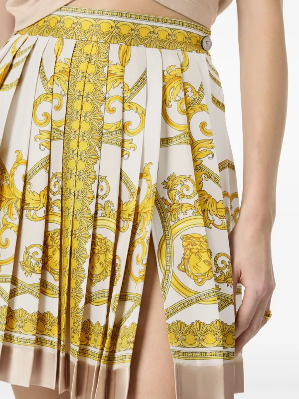 Versace La Coupe Des Dieux Pleated Silk Skirt | Neutrals
