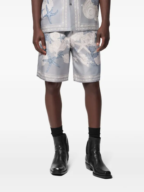 ショートパンツ VERSACE SHORTS UNDERWATER BAROCCO FOULARD ON SILK TWILL Underwater Barocco Silk Shorts Multicolor,Gold | VERSACE US