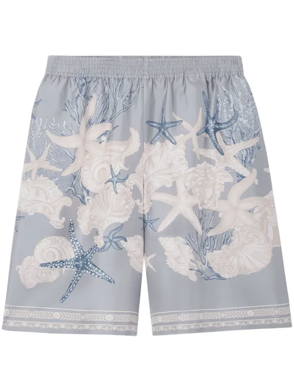 ショートパンツ VERSACE SHORTS UNDERWATER BAROCCO FOULARD ON SILK TWILL Underwater Barocco Silk Shorts Multicolor,Gold | VERSACE US