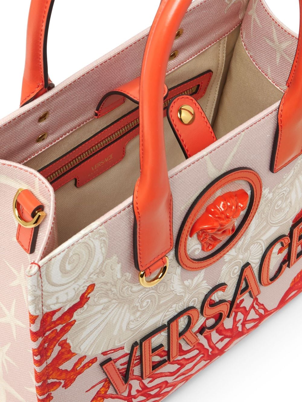 Shop Versace Small La Medusa Barocco Sea Tote Bag In Neutrals