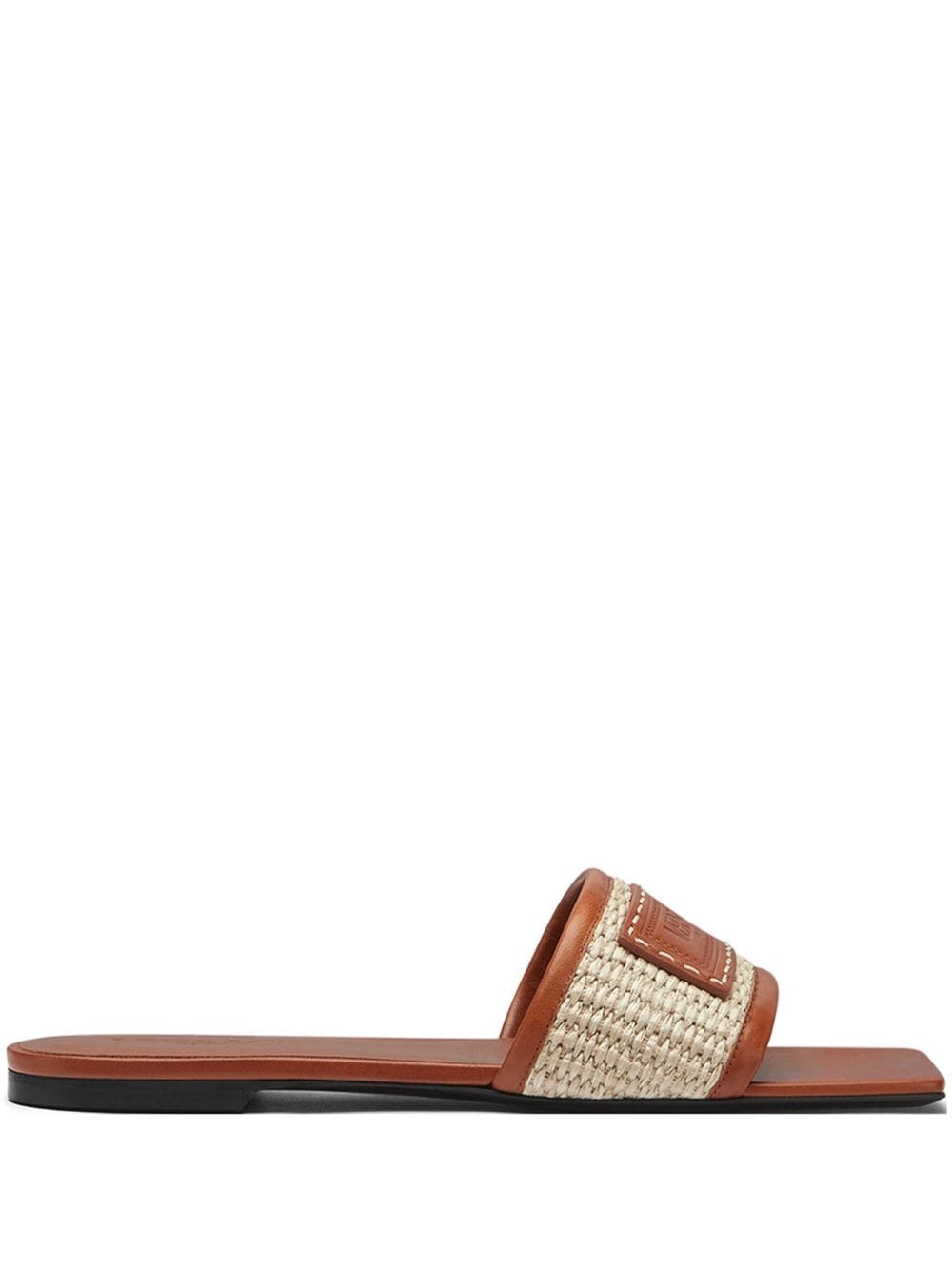 Versace Logo-patch Slides In Brown