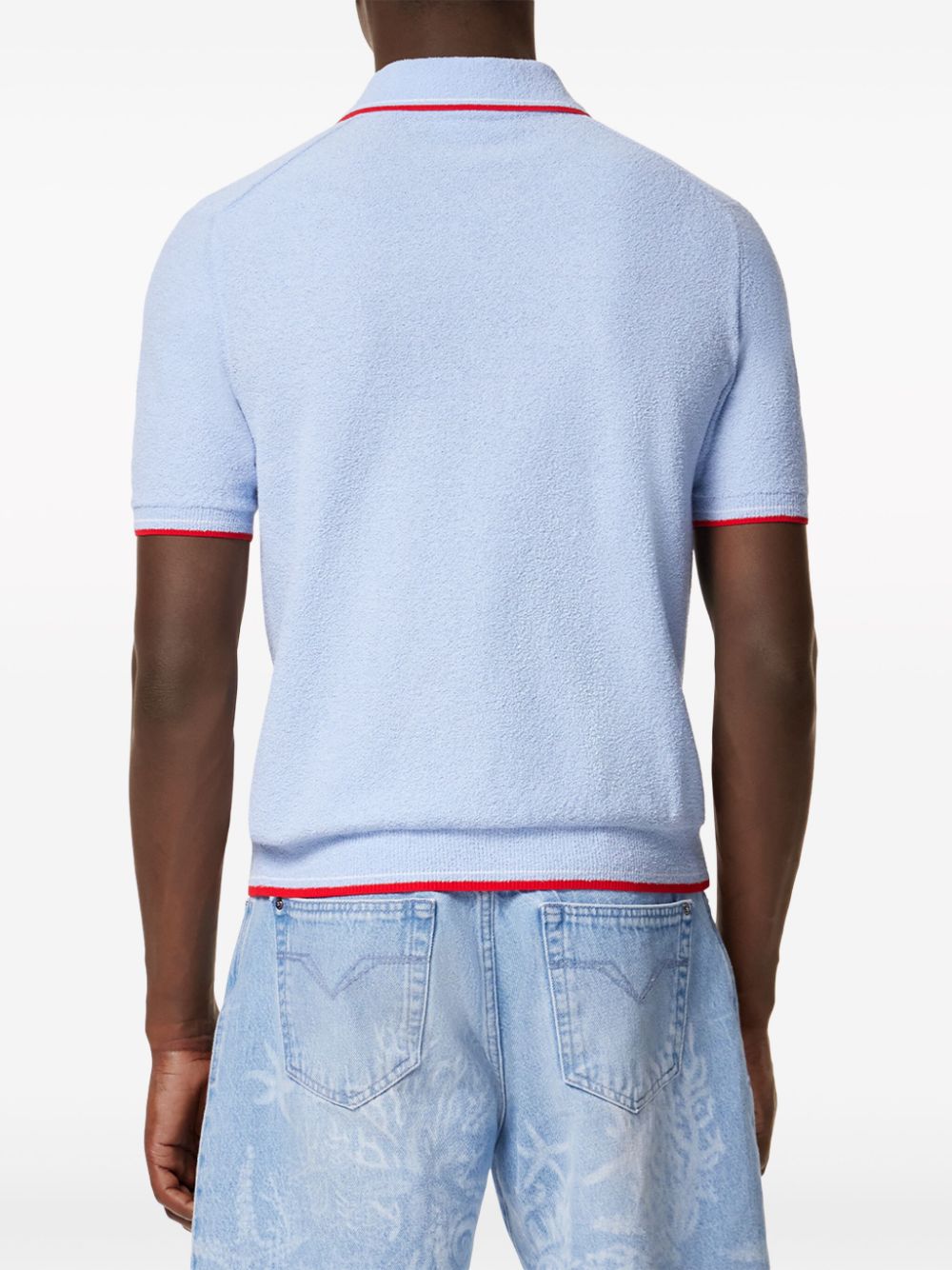 Versace Poloshirt met logo-applicatie Blauw